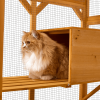 Catio Outdoor Cat Enclosure with Roof 72" Height Cat Wooden House Large Cat Cage with 3 Jumping Platforms and 2 Napping Houses for Cat Activity (Yello