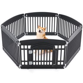 Dog Playpen Adjustable Folding Portable Pet Fence for Small to Medium Dogs Indoor Outdoor Use,6-Panel,black