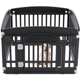 Dog Playpen Adjustable Folding Portable Pet Fence for Small to Medium Dogs Indoor Outdoor Use,4-Panel,black