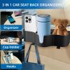 2PCS Backseat Car Headrest Organizer with 3.7" Cup Holder, 3 in 1 Car Seat Back Organizer, Multifunctional Storage Box Organizer With Hooks