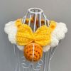 Yellow Handmade Knitted Cat Dog Collar Pet Crochet Silent Bell Scarf Bib Photography Prop Knotbow Necklace