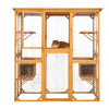 Catio Outdoor Cat Enclosure with Roof 72" Height Cat Wooden House Large Cat Cage with 3 Jumping Platforms and 2 Napping Houses for Cat Activity (Yello