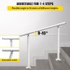 VEVOR Outdoor Stair Railing Kit, 4 FT Handrails 1-4 Steps, Adjustable Angle White Aluminum Stair Hand Rail for The Elderly