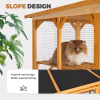 Catio Outdoor Cat Enclosure with Roof 72" Height Cat Wooden House Large Cat Cage with 3 Jumping Platforms and 2 Napping Houses for Cat Activity (Yello