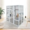 62.6" Outdoor Wooden Cat House Large Catio, Solid Wood Cat Cage Shelter Enclosure Playpen with Anti-UV& Waterproof, 7 Platforms and 2 Resting Boxes