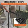 VEVOR 3Ft Step Railing, Iron Stair Handrail Floor Mounted Sturdy Black Arched Handrails for Outdoor Indoor Steps Fits 2 to 3 Steps