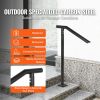 VEVOR 3Ft Step Railing, Iron Stair Handrail Floor Mounted Sturdy Black Arched Handrails for Outdoor Indoor Steps Fits 2 to 3 Steps