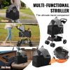 VEVOR Pet Stroller, 4 Wheels Dog Stroller Rotate with Brakes, 35lbs Weight Capacity, Puppy Stroller with Detachable Carrier