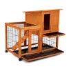 Detachable Rabbit Hutch with Removable Tray and Rolling Casters, Orange