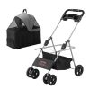 VEVOR Pet Stroller, 4 Wheels Dog Stroller Rotate with Brakes, 35lbs Weight Capacity, Puppy Stroller with Detachable Carrier