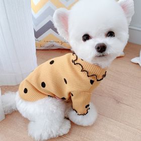 Dot turtleneck dog bottoming shirt (Option: Yellow-XXL)