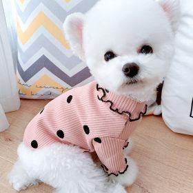 Dot turtleneck dog bottoming shirt (Option: Pink-M)