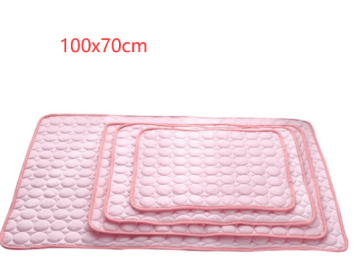 Pet Dog Cat Ice Silk Cold Nest Pad For Cooling In Summer (Option: Pink-102x70cm)