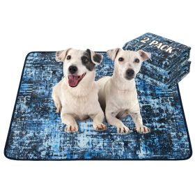 Qeils Washable Pee Pads For Dogs, 2 Pack Reusable Puppy Pads Super Absorbent Leakproof Dog Training Pads, Non-Slip Potty Pads For Floor, Crate, Couch, (Option: Tie Dye BluePolyesterTPU-18Q24Pack of two)