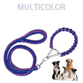 Eight-strand nylon braided dog collar leash dog chain impact blasting chain pet leash (Specification (L * W): S, colour: purple)