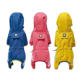 Small dog raincoat; body full surrounding; waterproof poncho pet clothes; with tow holes in the back (colour: Lake blue, size: XL (recommended weight 9-12 jin))