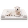 Egg-Foam Dog Crate Bed with 3-Side Bolster and Removable Washable Bed Cover