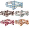 Plaid Dog Collar with Bow Pet Gift Adjustable Soft and Comfy Bowtie Collars for Small Medium Large Dogs